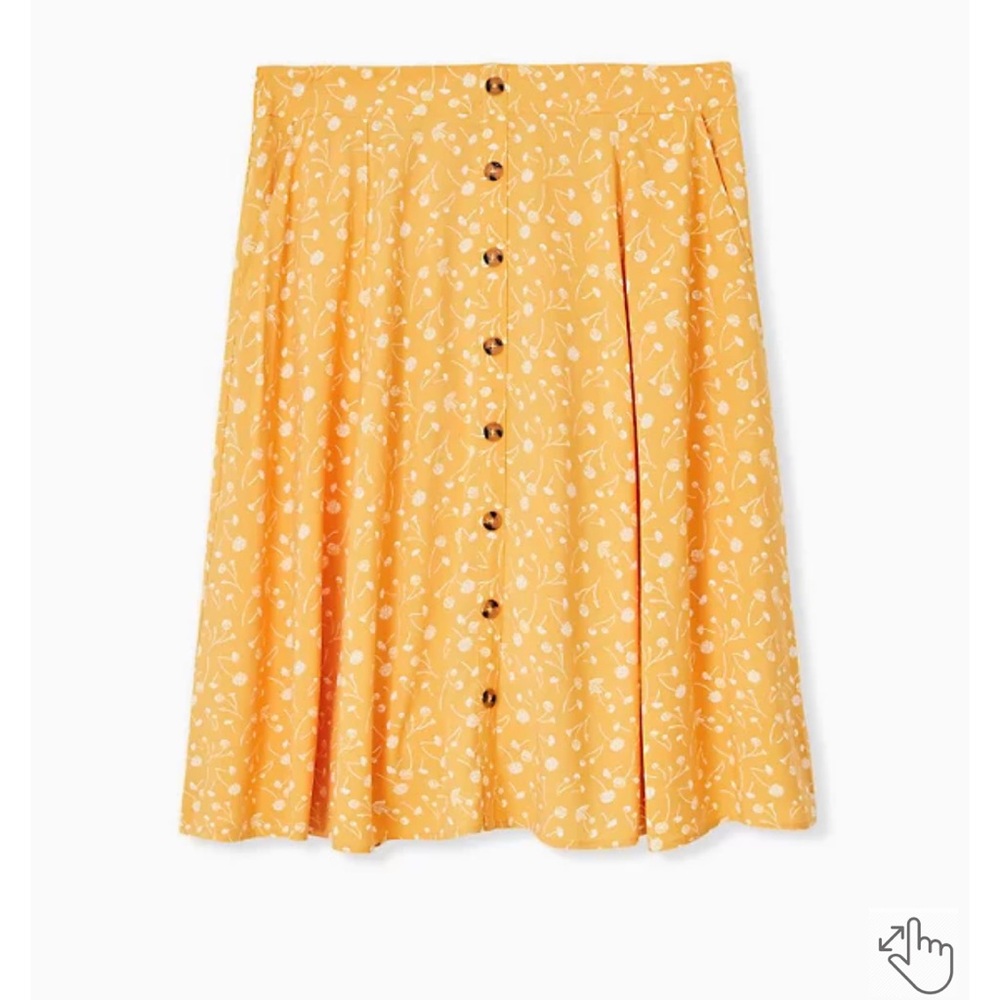 Midi Challis Button Front Skirt